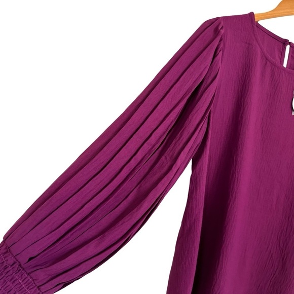 Oddy Womens Pleated Long Sleeve Blouse Top Size Small Purple Oversized - Picture 5 of 7